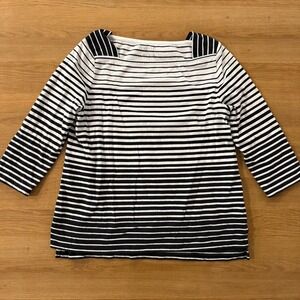 Talbots Women's Striped Boat Neck 3/4 Sleeve Cotton Top Size MP